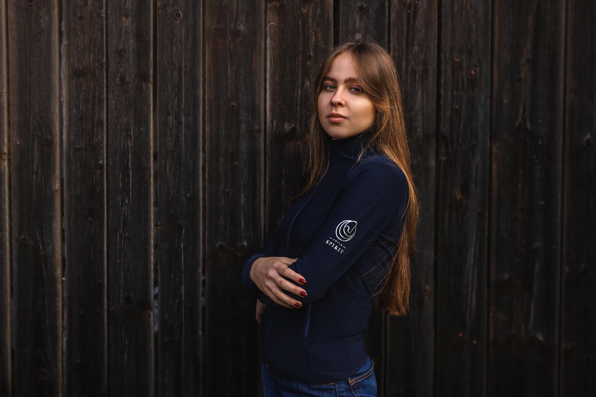 Side view of the Horse Spirit Sweatshirt - Shows the comfortable silhouette, breathable fabric, and modern equestrian style.