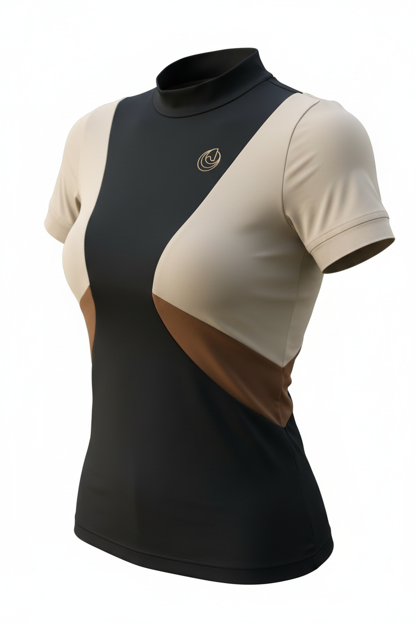 Black and Beige Horse Spirit Riding Top Line Basic with a front view showing the elegant HORSE Spirit logo.
