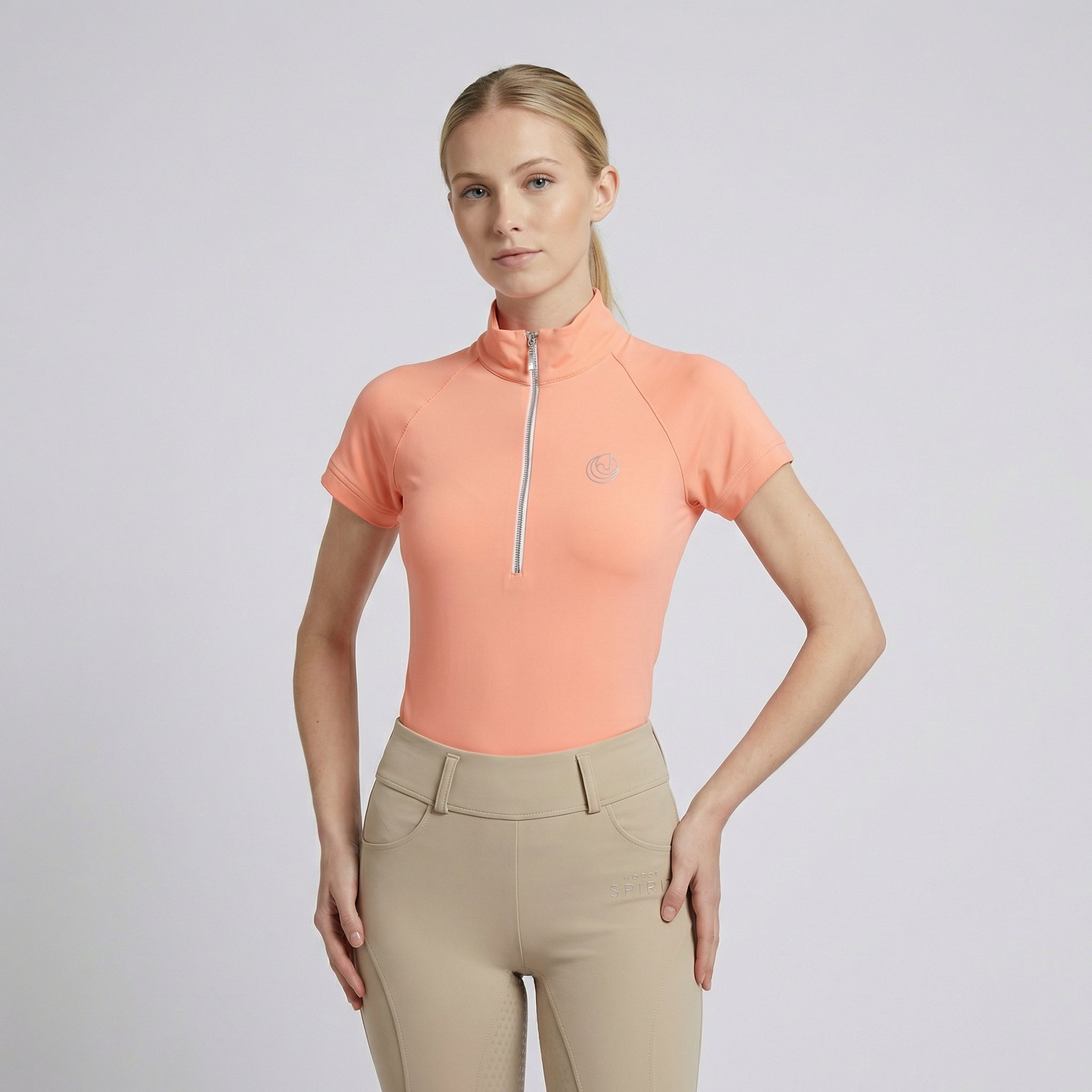 Horse Spirit Basic Rij-T-shirt Perzik