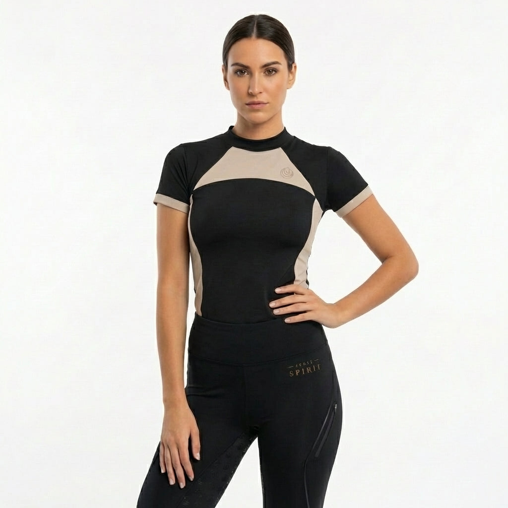 Horse Spirit  Rijden T-shirt Puur - Zwart Beige