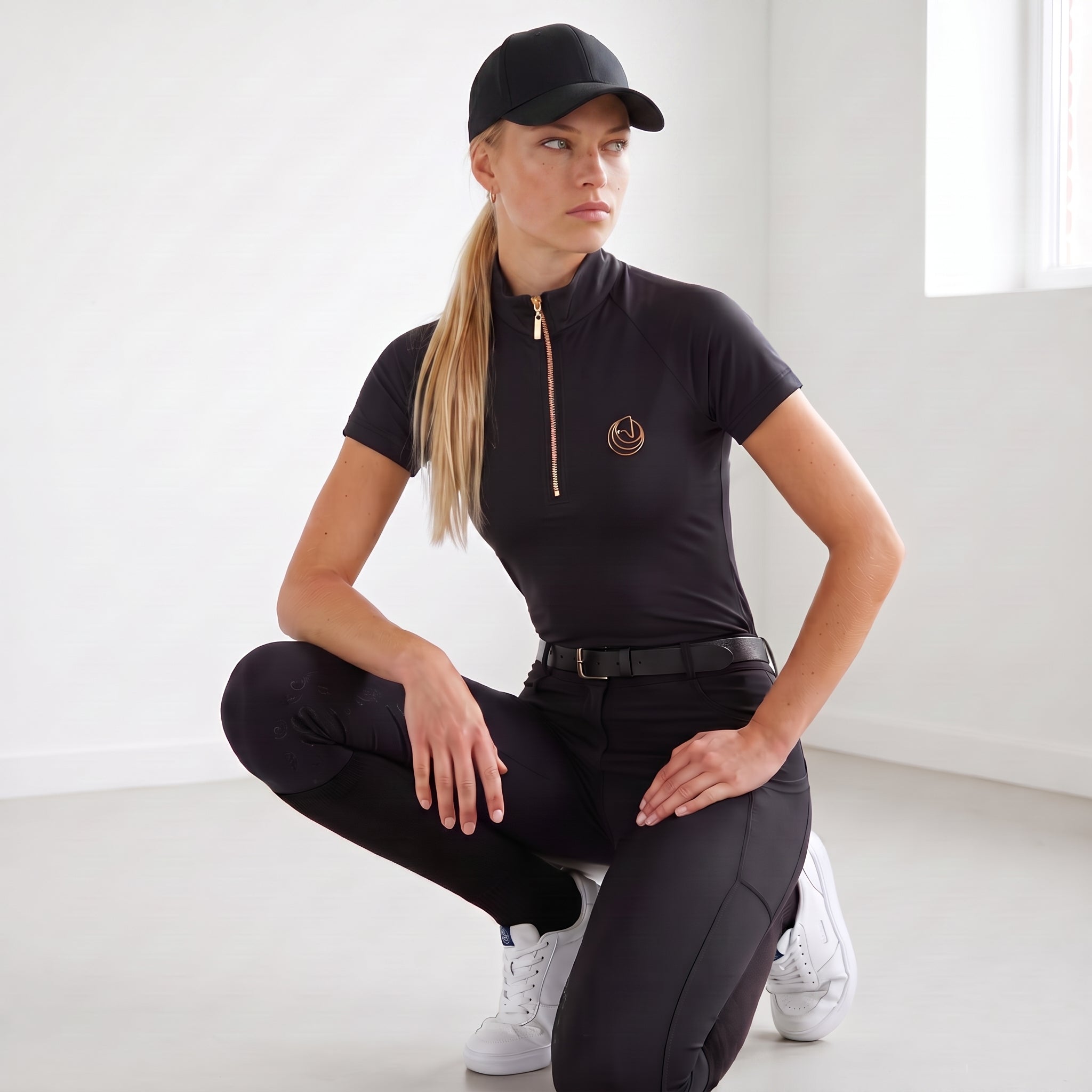 Horse Spirit Basic Riding T-Shirt Zwart | Gouden Rits