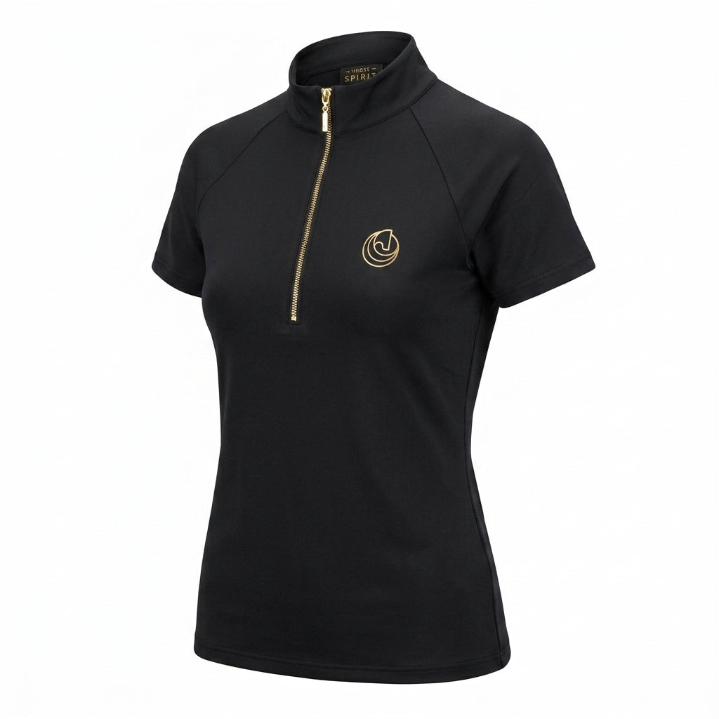 Horse Spirit Basic Riding T-Shirt Zwart | Gouden Rits
