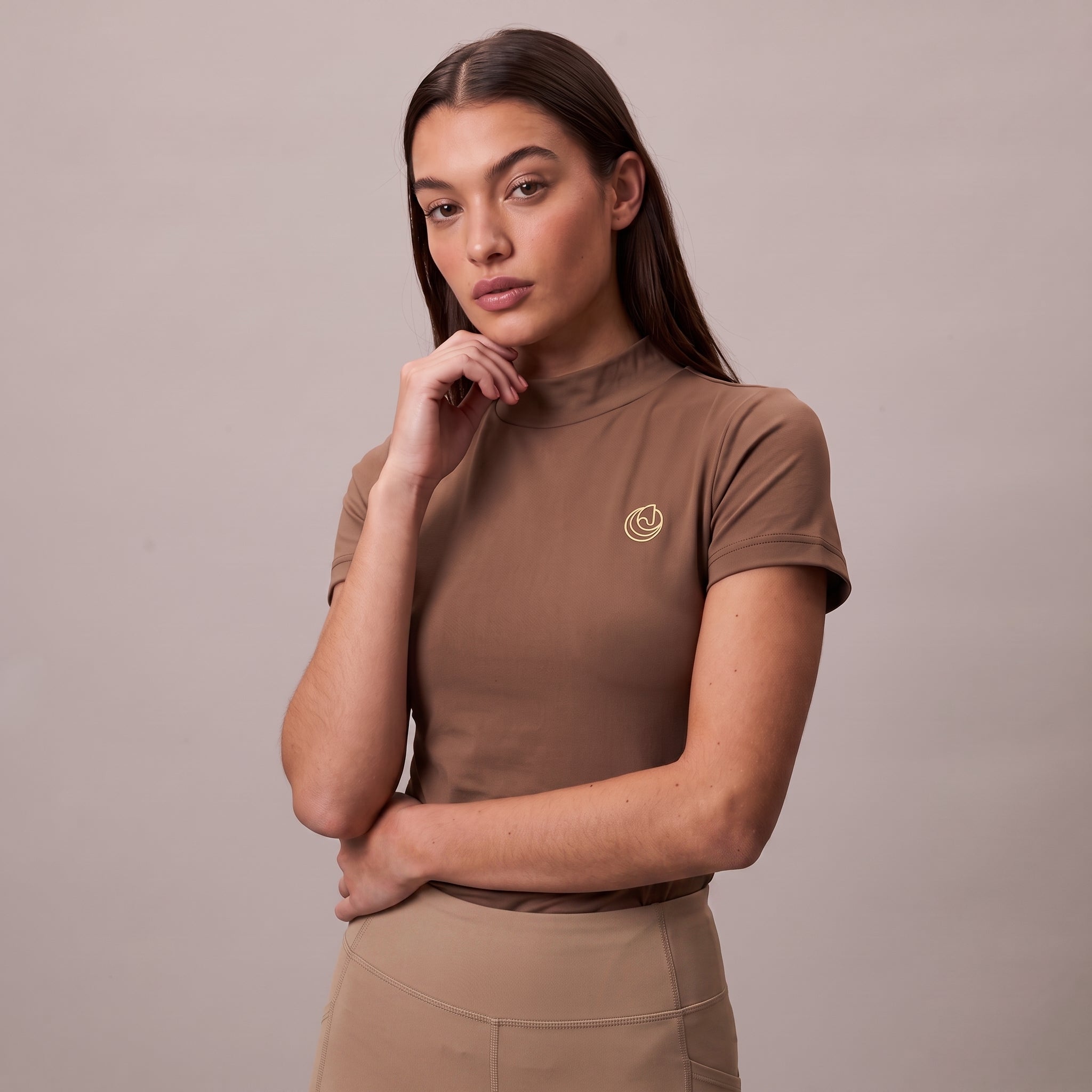 Horse Spirit Riding T-shirt Line - Brown