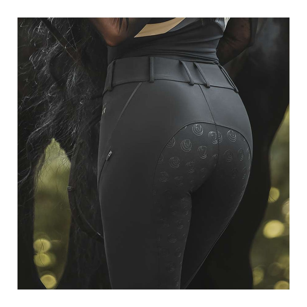 Back view of the Horse Spirit Black Leggings - Highlights the secure full seat, discreet belt loops, silicone grips and supportive high-rise fit.