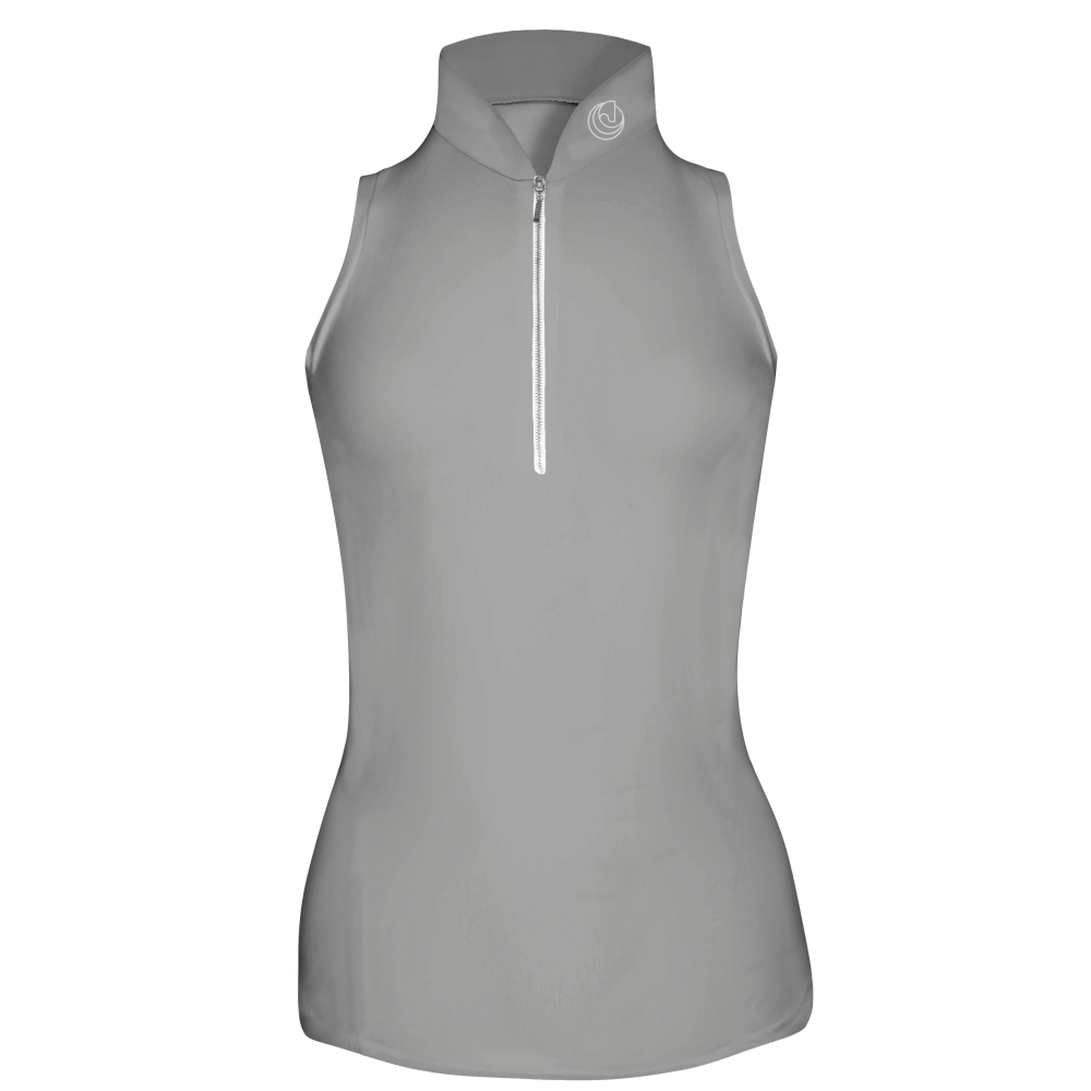 Horse Spirit Riding Top Basic in grey - Front view showing the modern design, four-way stretch fabric, and lightweight breathable construction.